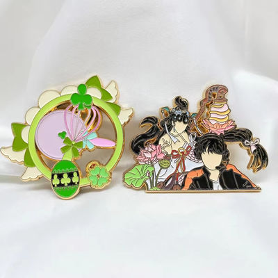 1.5mm - 2mm Custom Lapel Pins Gold Plating Hard Soft Spinner Pins For Entertainments