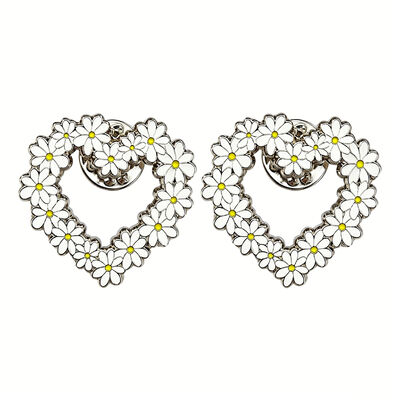 주문 데이지 에나멜 핀 심장 모양 브로치 라펠 핀 후낭 재킷 패션 선물 소매 online manufacture